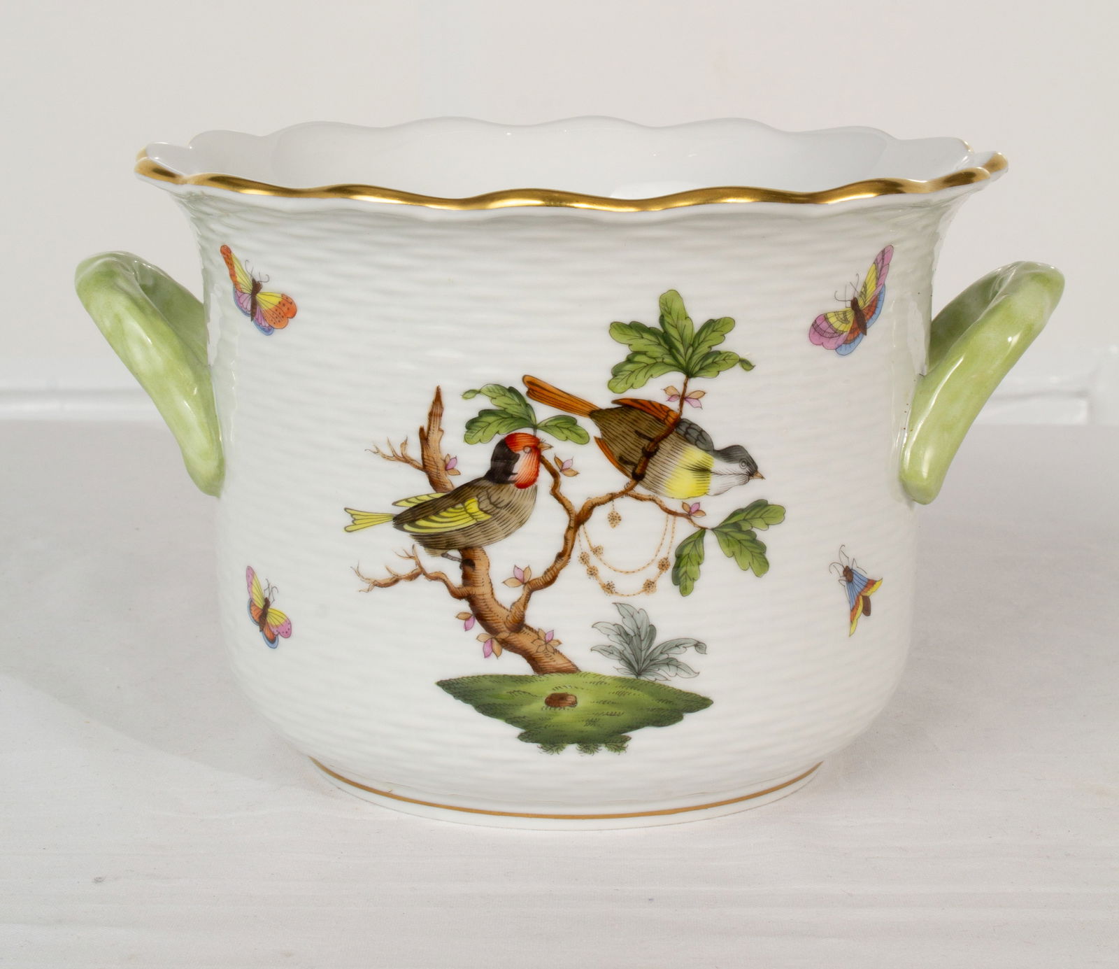 Herend Porcelain - Rothchild Bird - Basketweave Cache Pot -  Pattern #7307 RO 6 (1 of 7)
