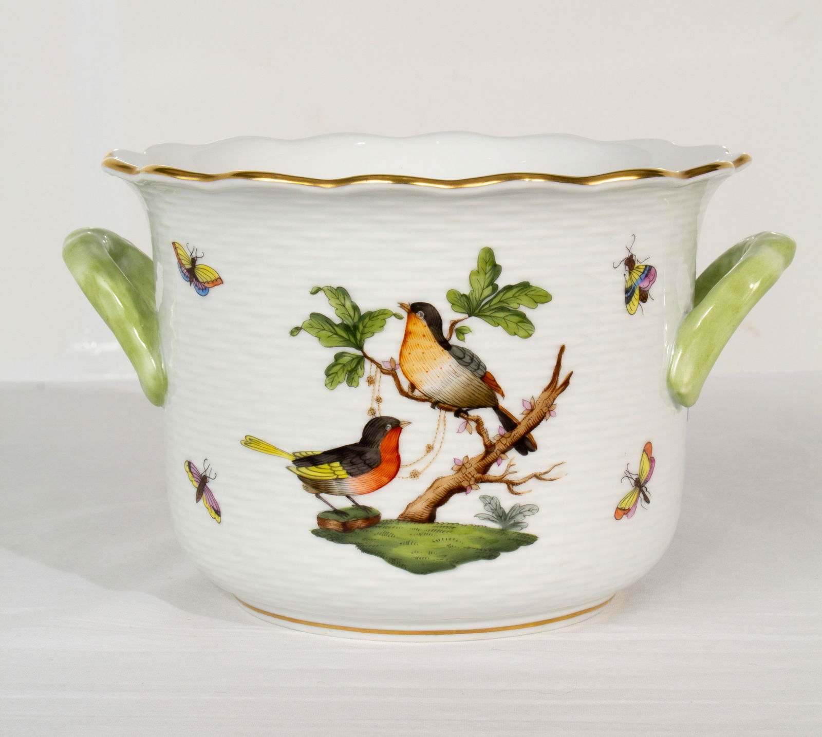 Herend Porcelain - Rothchild Bird - Basketweave Cache Pot -  Pattern #7307 RO 6 (1 of 12)