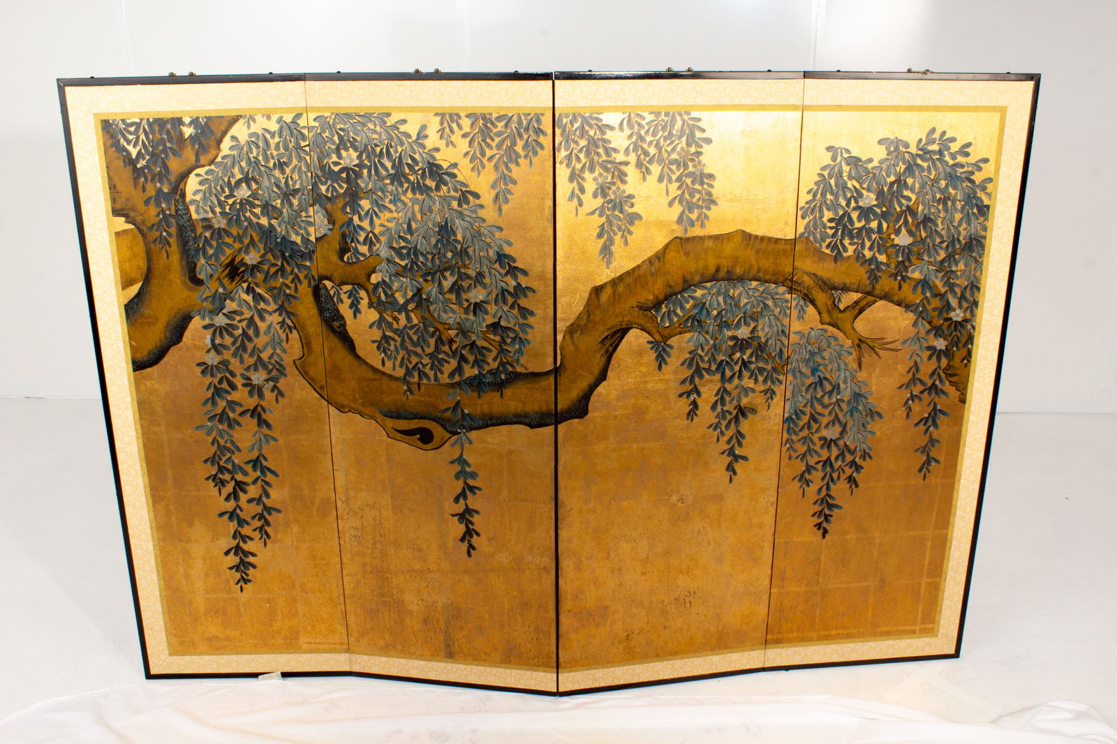 Asian Gold Leaf Painted Four Panel Screen (1 of 18)