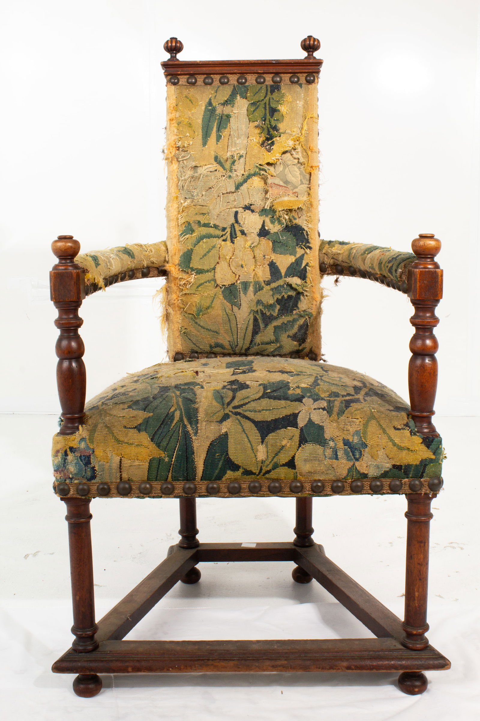 Antique Upholstered Aubusson/Flemish Wooden Armchair (1 of 15)