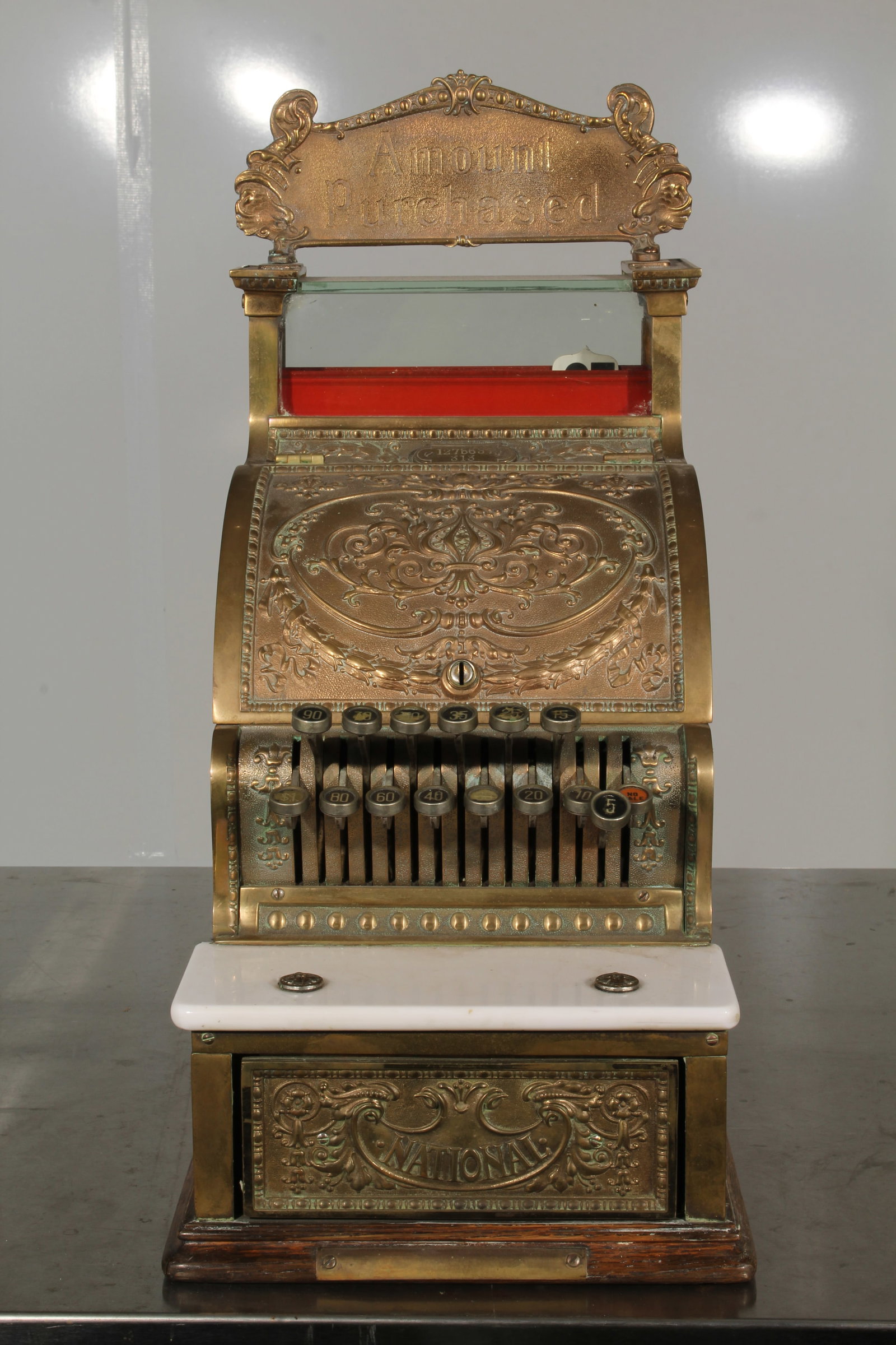 Brass National Cash Register - 1913 - Model 313: Brass National Cash Register - 1913 - Model 1275637-313
