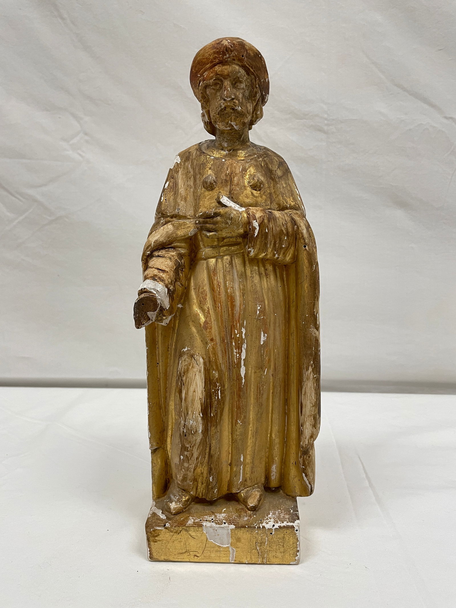 Antique Gilded Carved Wood and Plaster Religious Icon Statue (1 of 7)