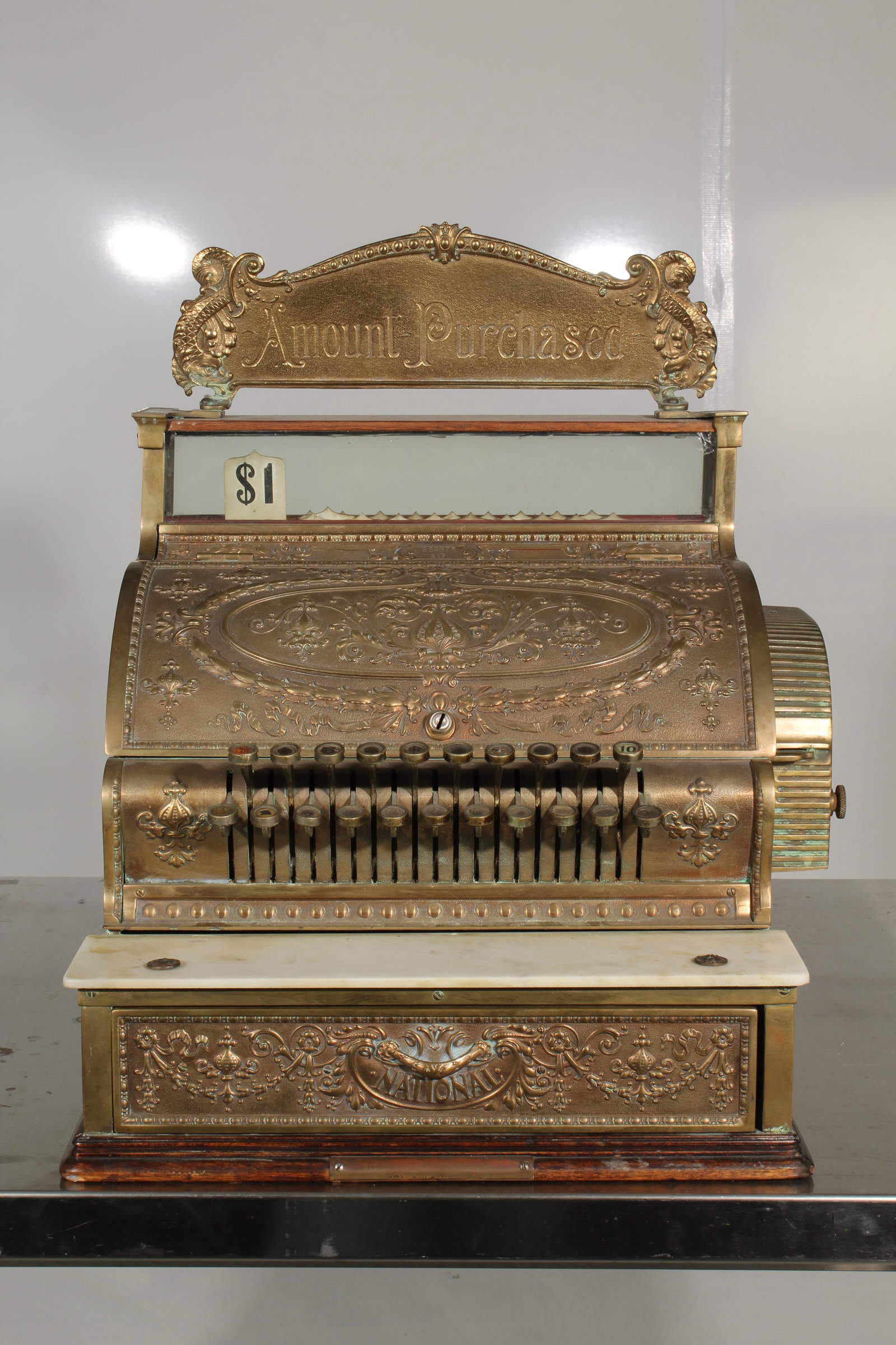 Brass National Cash Register - 1910 - Model 337: Antique - Brass - National Cash Register - 1910 - Model 929876-337