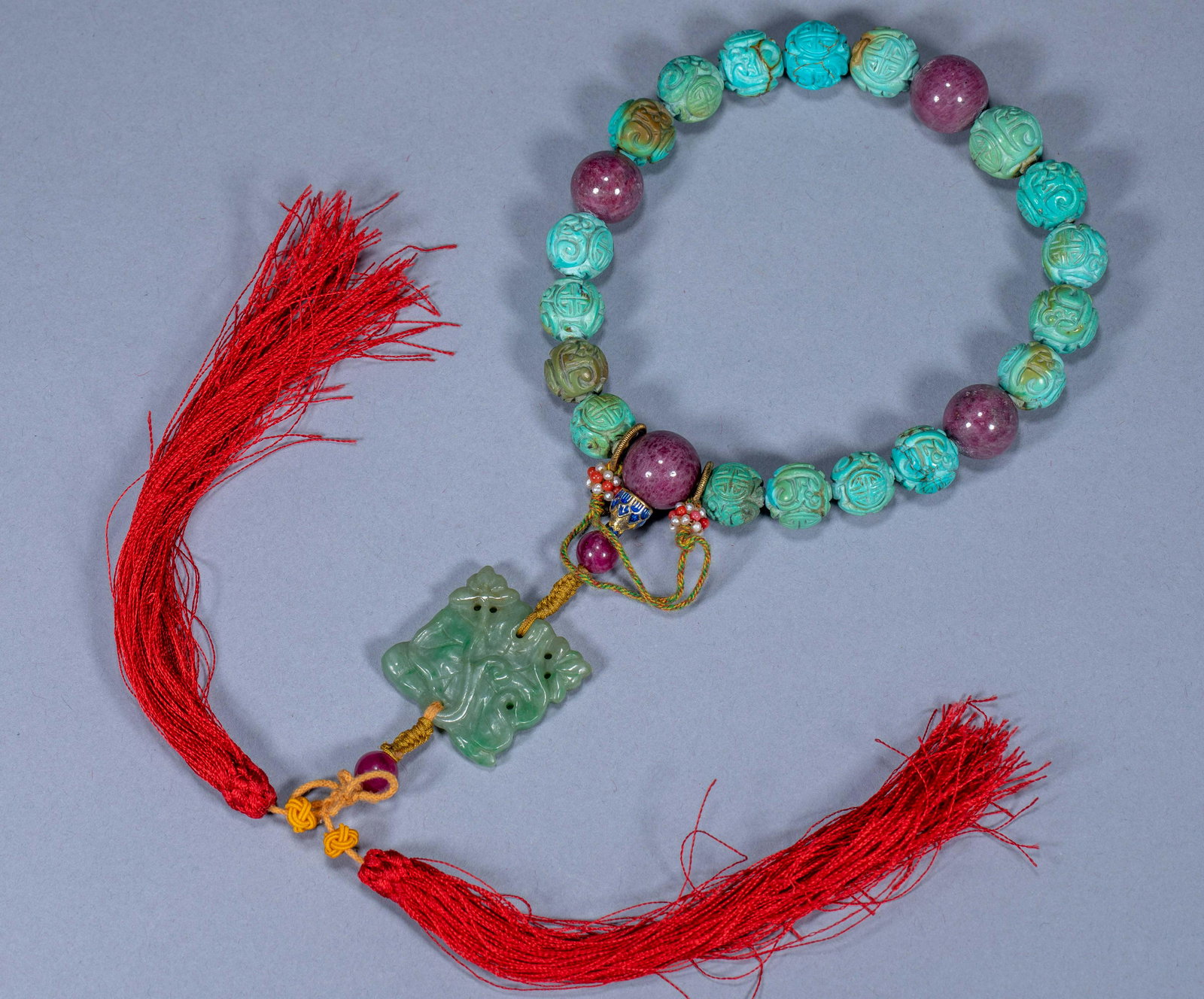 Ancient Chinese Turquoise Amethyst Handheld (1 of 8)