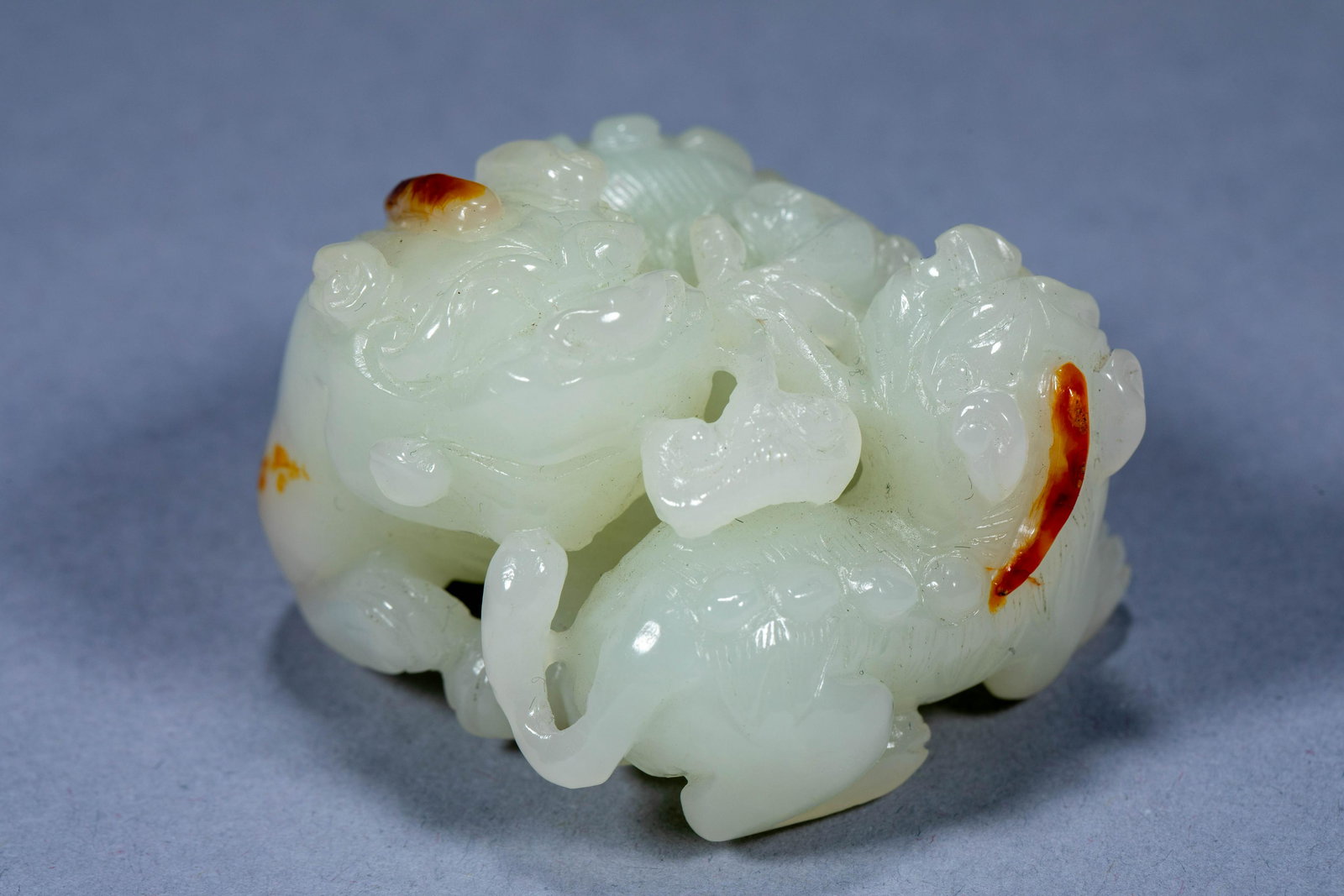 Ancient Chinese Hetian jade lion and little lion (1 of 6)