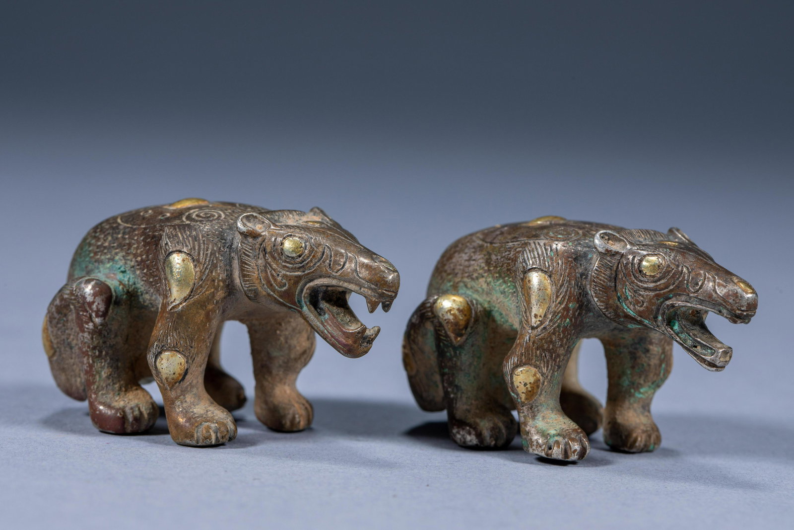 A pair of ancient Chinese gold and silver bears (1 of 7)