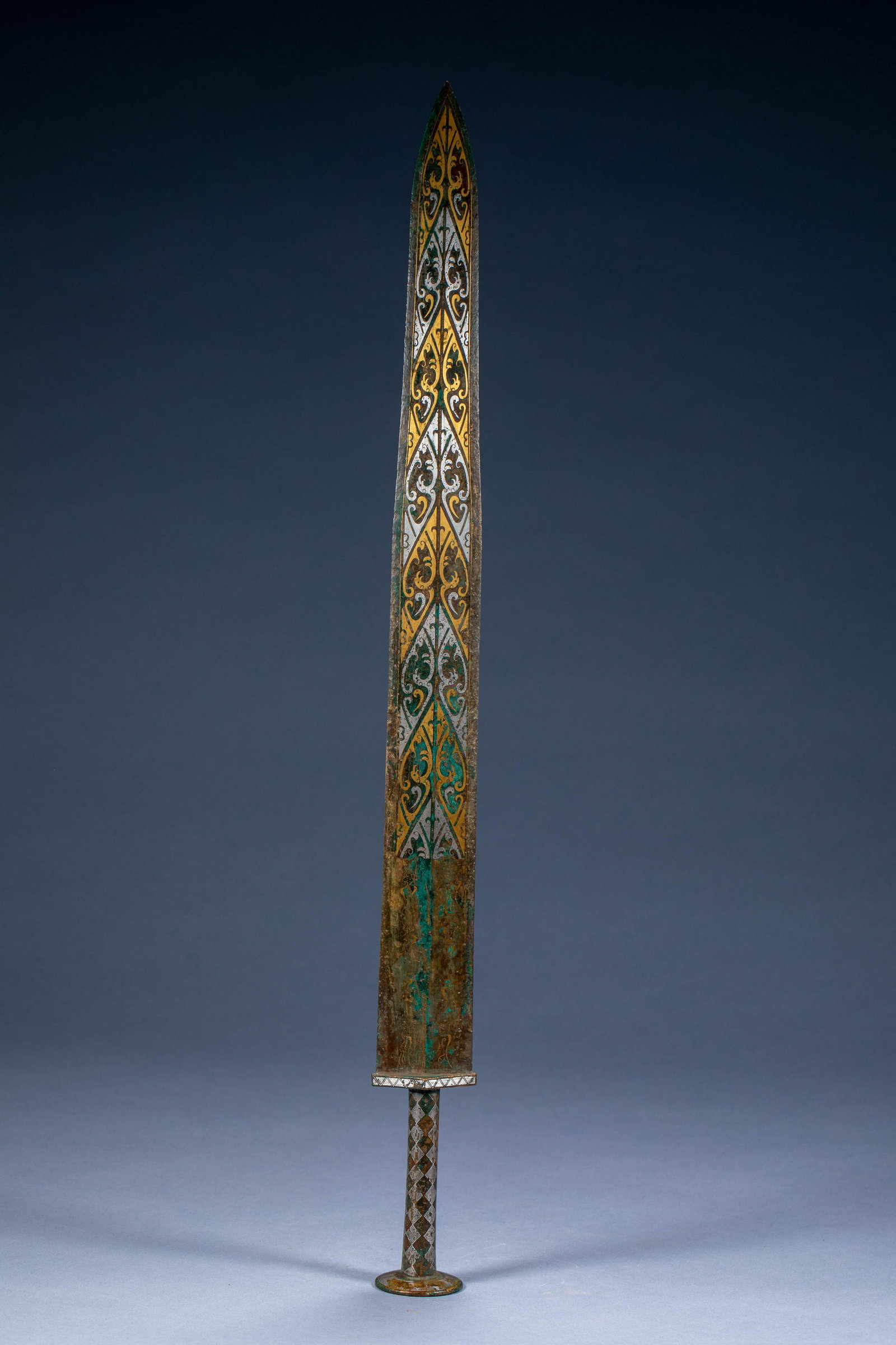 Ancient Chinese Cuo gold and silver inscription sword (1 of 8)