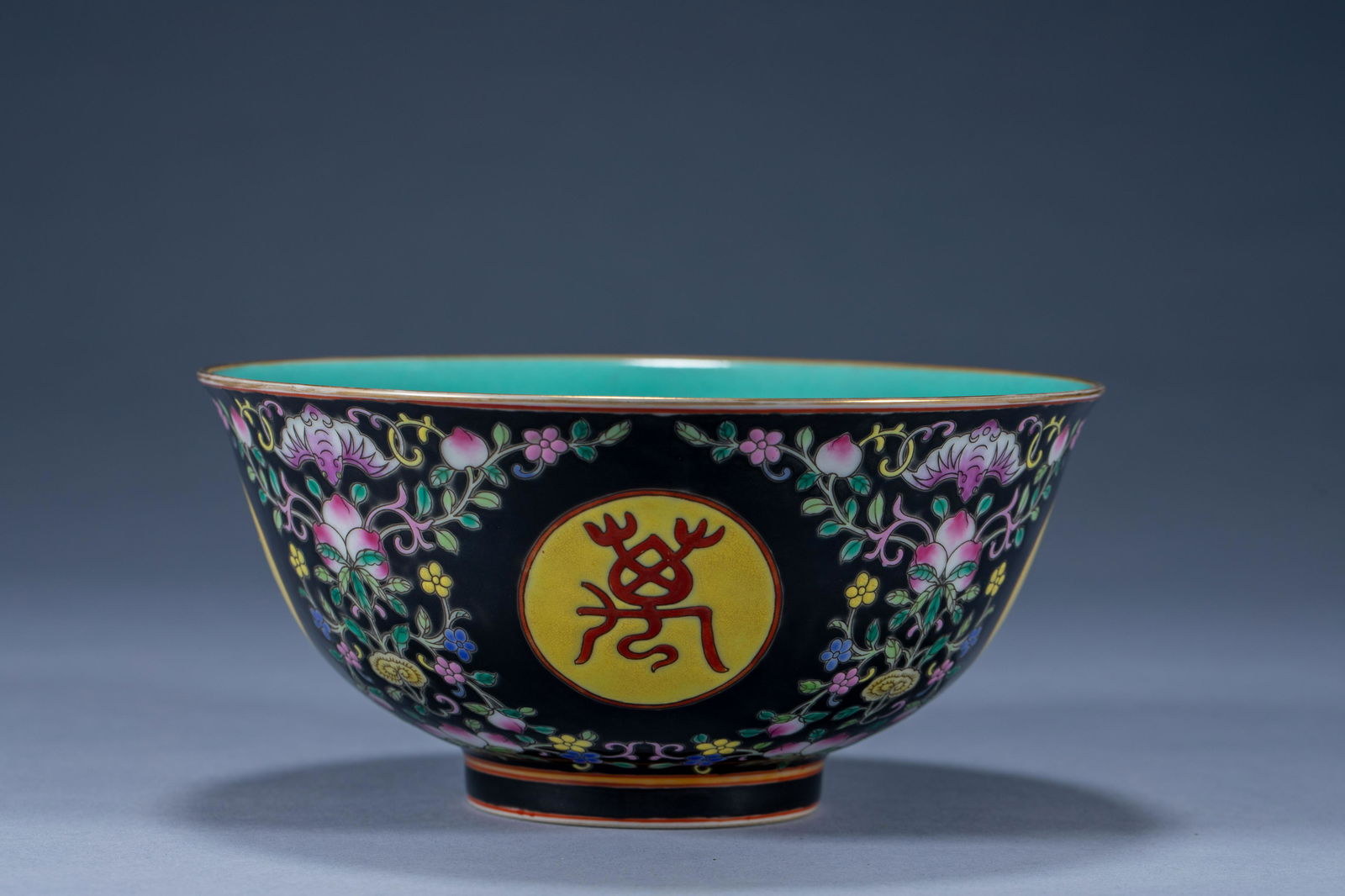 Chinese Qing Dynasty Yongzheng imperial pastel black glazed longevity bowl (1 of 8)