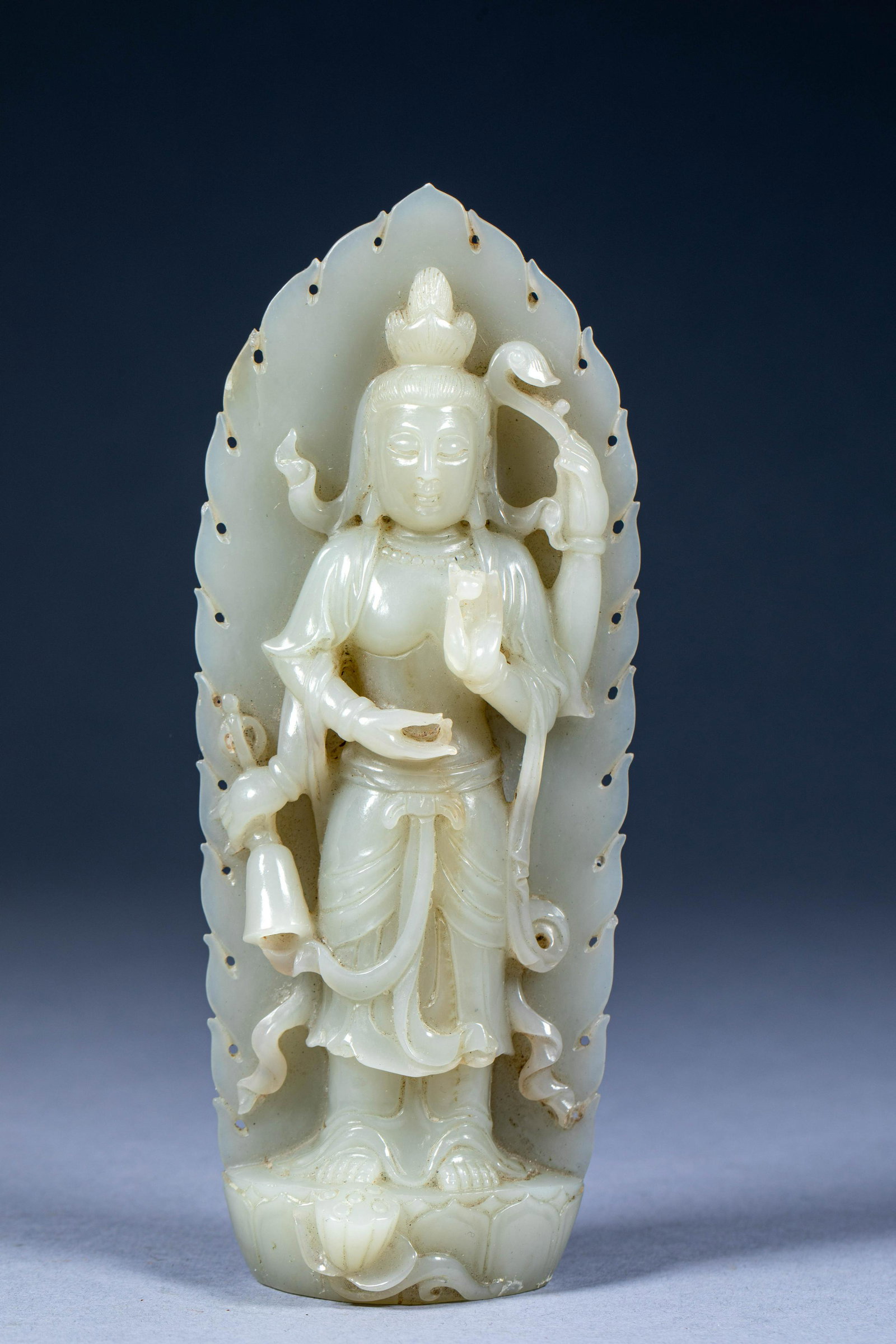 Ancient Chinese Hetian jade four-armed Guanyin (1 of 8)