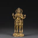 Gilded Law Enforcement Device Four Arm Heavenly King Standing Statue