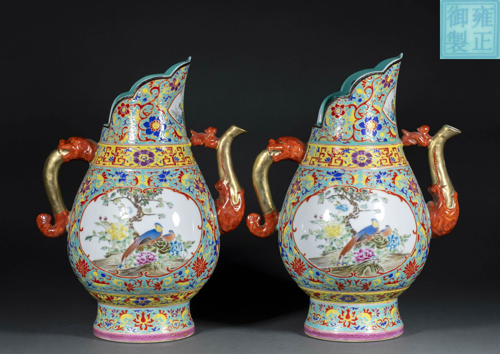 MadeintheYongzhengera,apinkcoloredwindowwithflowerandbirdpatternsholdingpot (1 of 12)