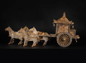 Crystal horse drawn silver gilded carriage