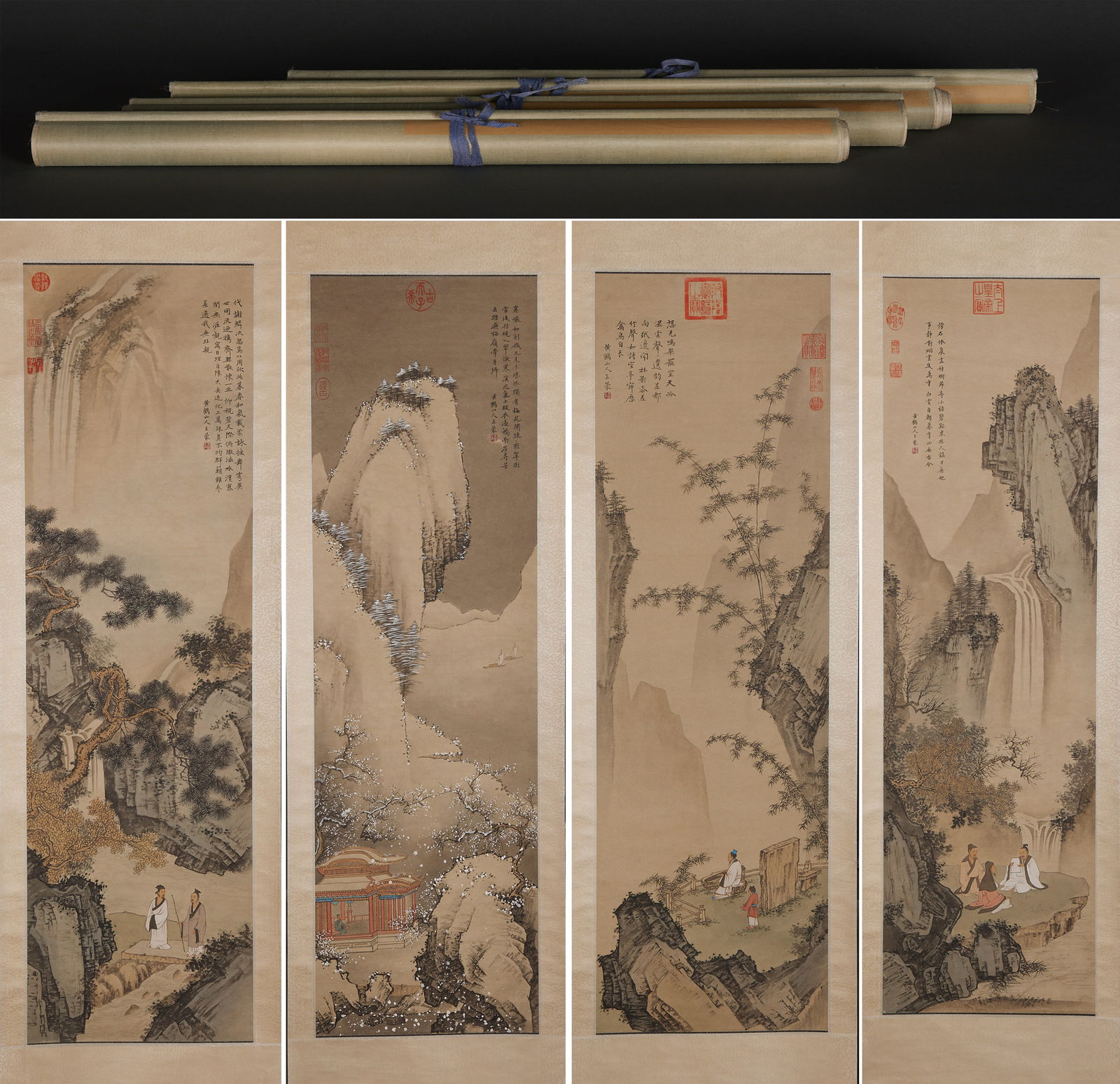 Yellow Crane Mountain Man Wang Meng's Four Screens in Spring, Summer, Autumn, and Winter: Yellow Crane Mountain Man Wang Meng's Four Screens in Spring, Summer, Autumn, and Winter