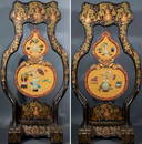 A pair of lacquer gold inlaid red sandalwood gourd base screens