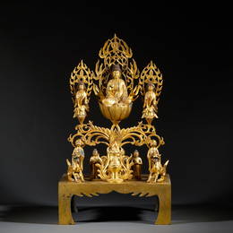 Gilded Buddha Lecture Decoration