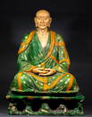 Three Colorful Arhat Seated Statue in Liao Dynasty