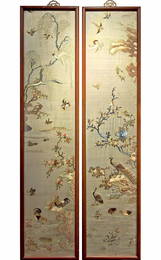 Ming Dynasty Cantonese embroidery flower and bird two screens