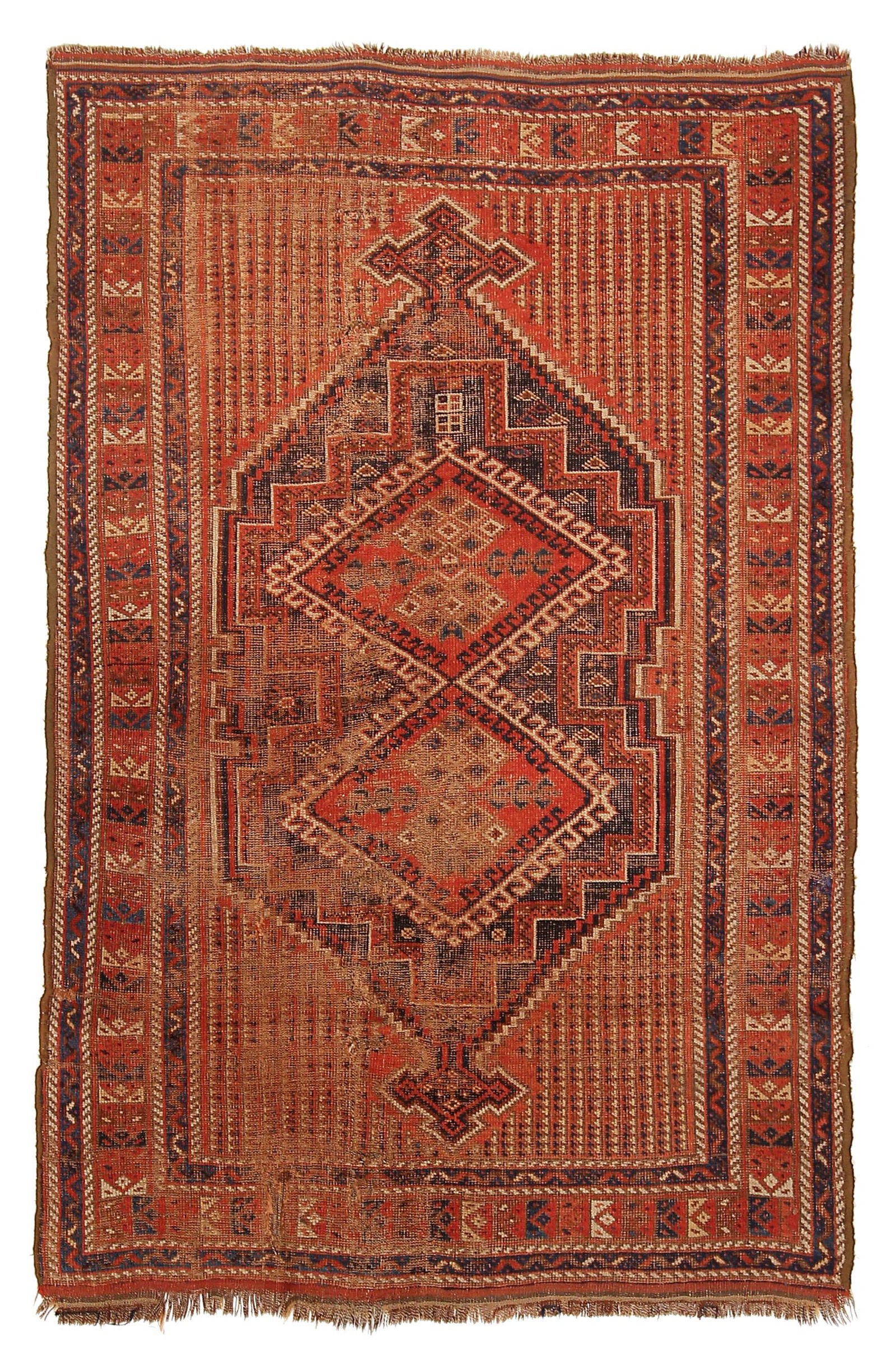 Antique Khamseh Tribal Rug Persia "Ralph Lauren Look" Soft Rust 4'x6' C.1880 (1 of 6)