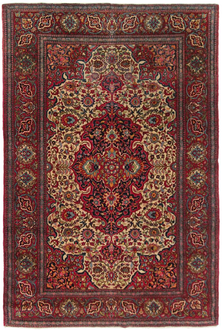 Fine Antique Tehran Rug Persian Ahmad Esfahan Ivory 5'X7' C.1880 Sep 18, 2022 Estate Rug