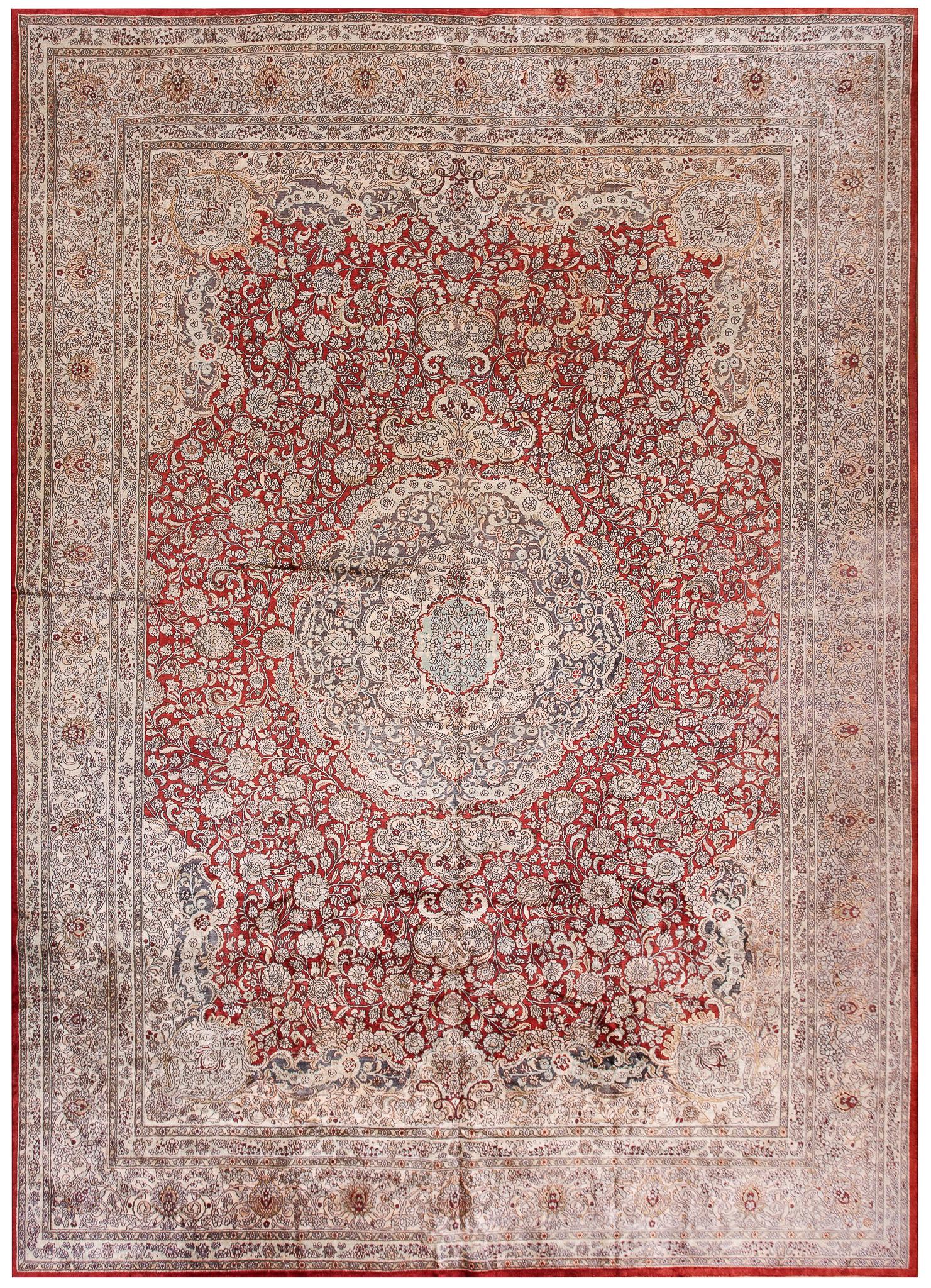 10x14 100% Silk Sino Vintage Exceptional Tabrizz Rug Handmade Fine Silk Foundation (1 of 6)