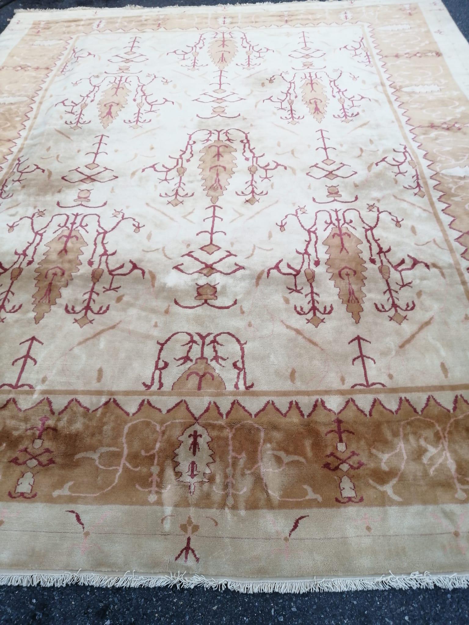 15X19 Rare Vintage Oushak Authentic Turkish Wool Foundation Beige 470cmx579cm (1 of 4)