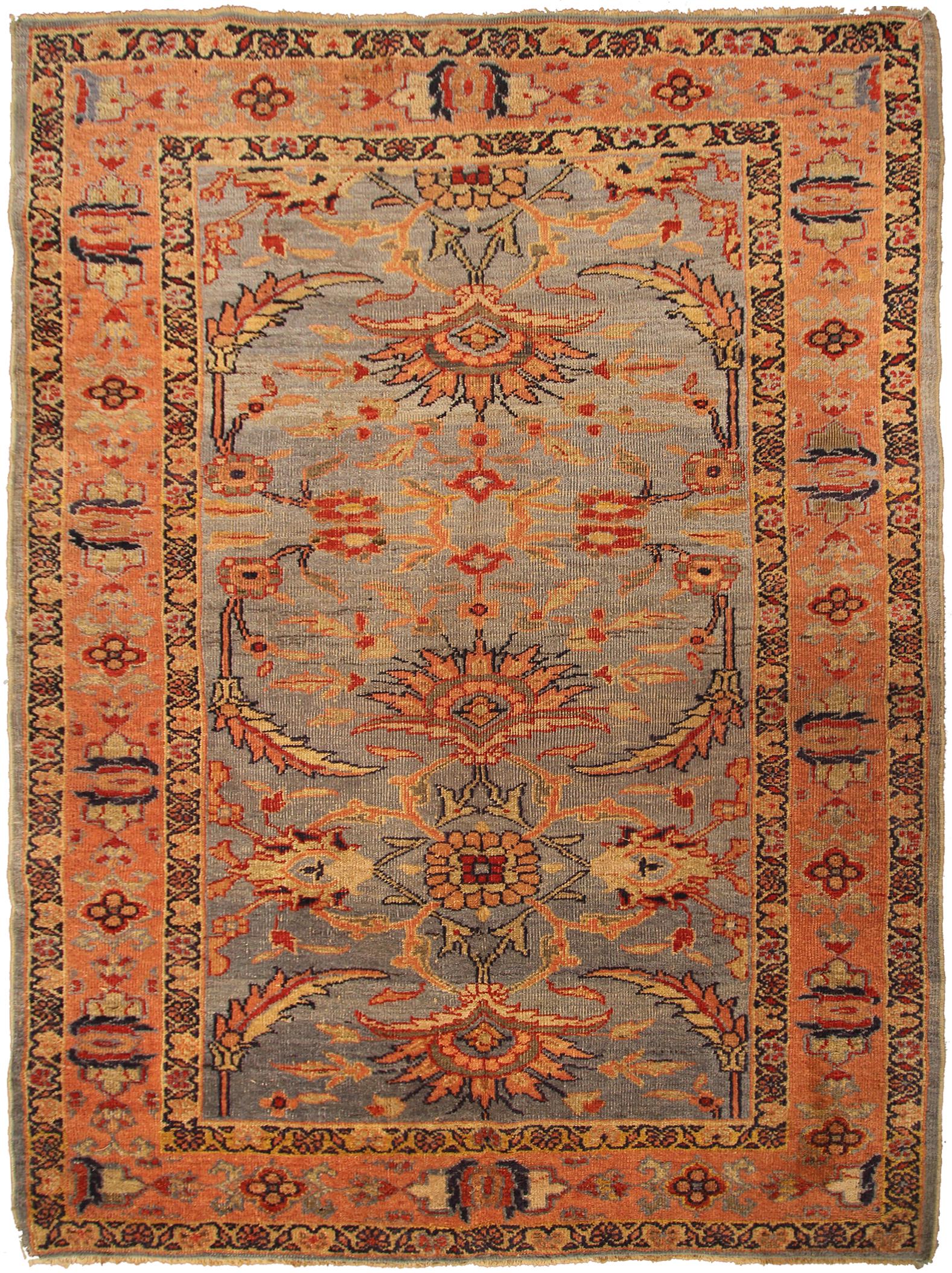 5x7 Rare Antique Mahal Rug Sultanabad Zigler Rug 135cmx198cm Blue C.1880 (1 of 6)