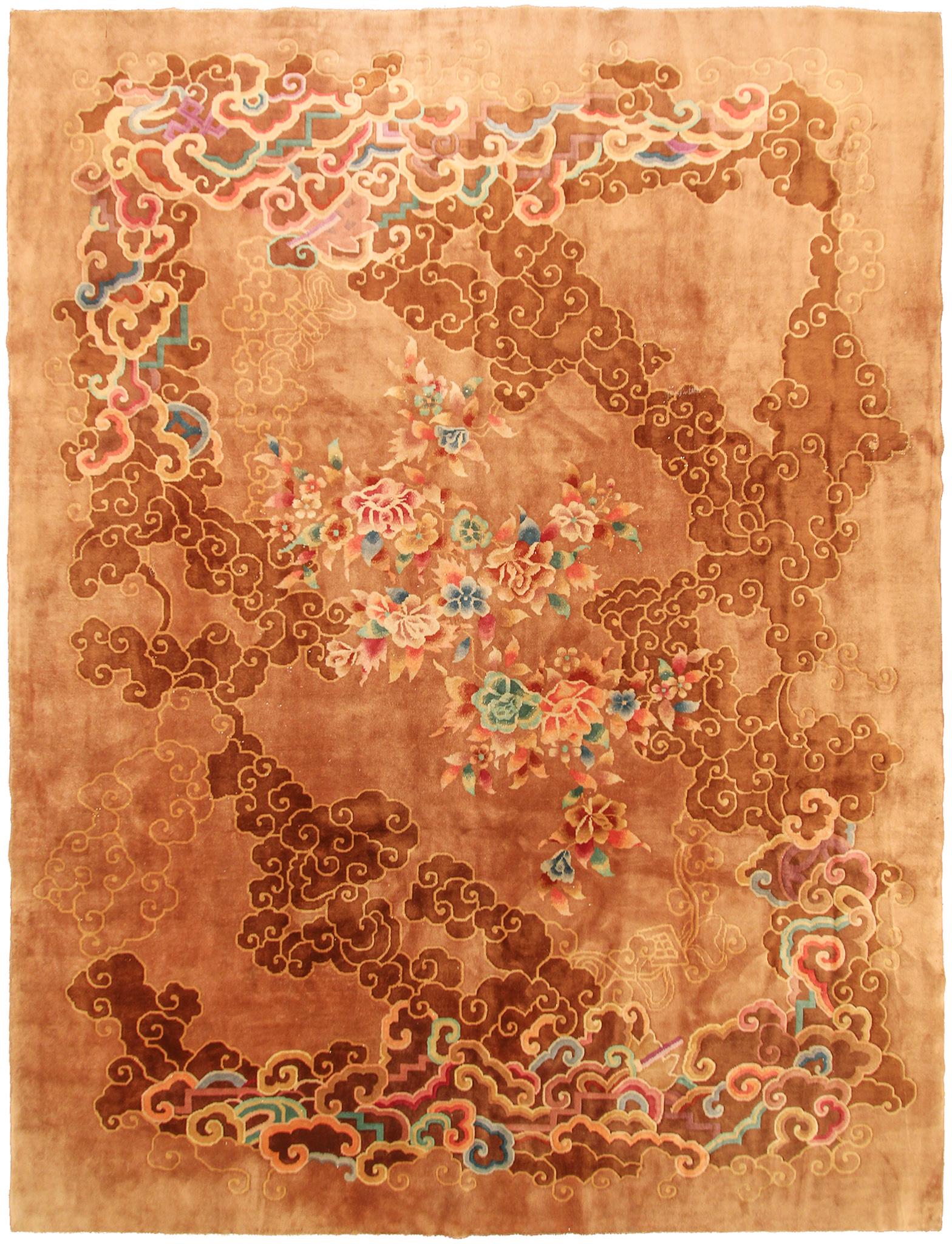 9x12 Antique Art Deco Rug Antique Chinese Art Deco Rug Beige (1 of 7)