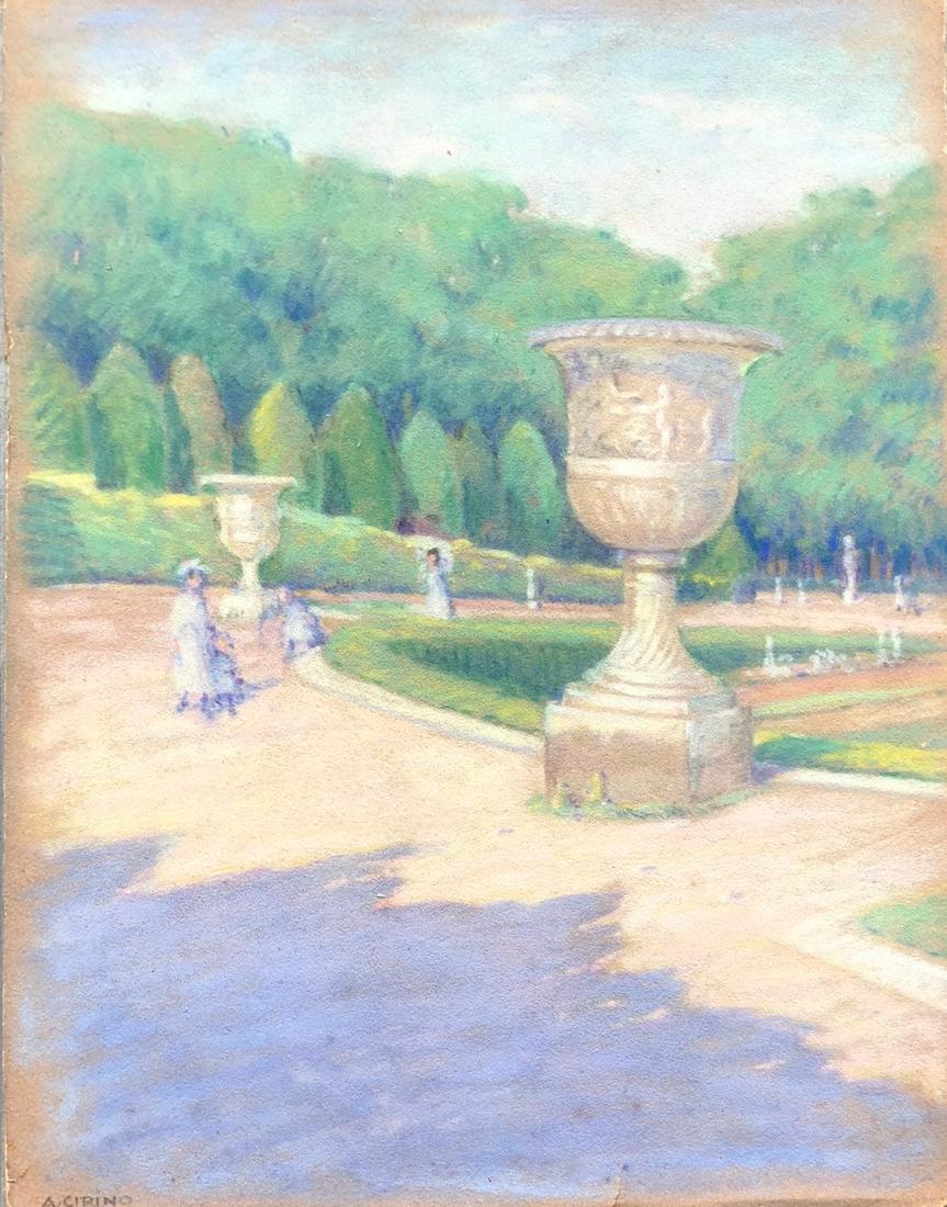 Antonio Cirino pastel "Luxembourg Gardens, Paris", 1919 (1 of 6)
