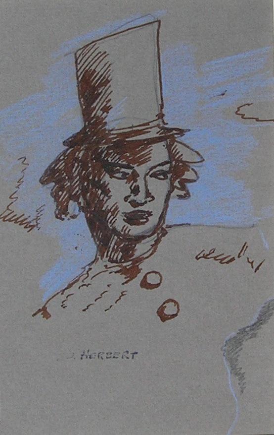 James Drummond Herbert watercolor  "Top Hat" (1 of 3)