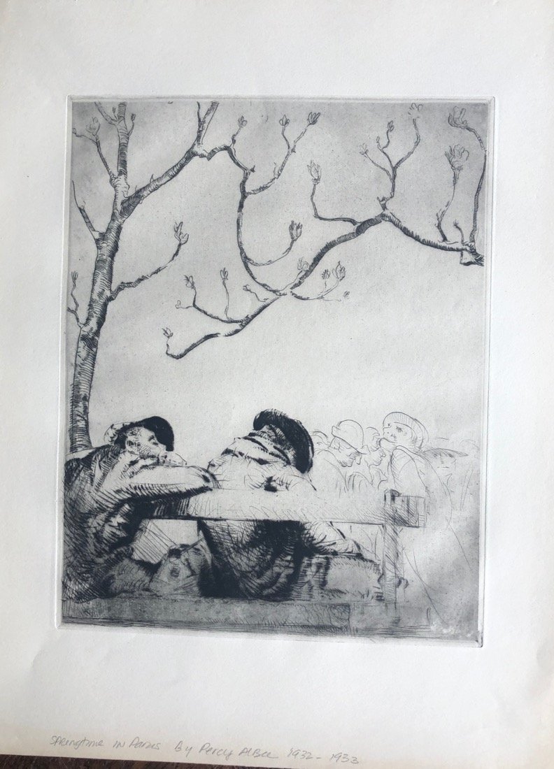 Two etchings by Percy Albee from Paris environs, circa 1930. (1 of 5)