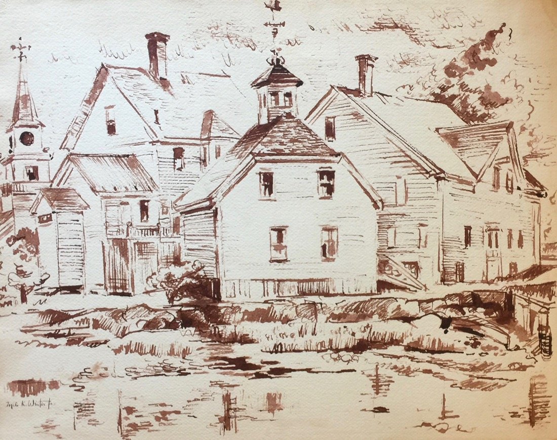 RoMilo Kendall Winter drawing of Maine vista (1 of 3)