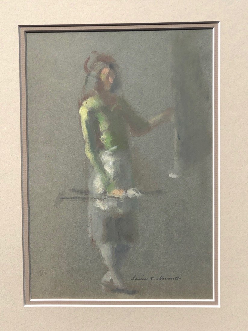 Louise Marianetti "Self Portrait": Oil sketch on paper. Signed. 9" x 7". Lousie Marianetti (1916-2009) was a deeply mystical and introspective person and the self-portrait became an important tool for her in the studio to reflect on he