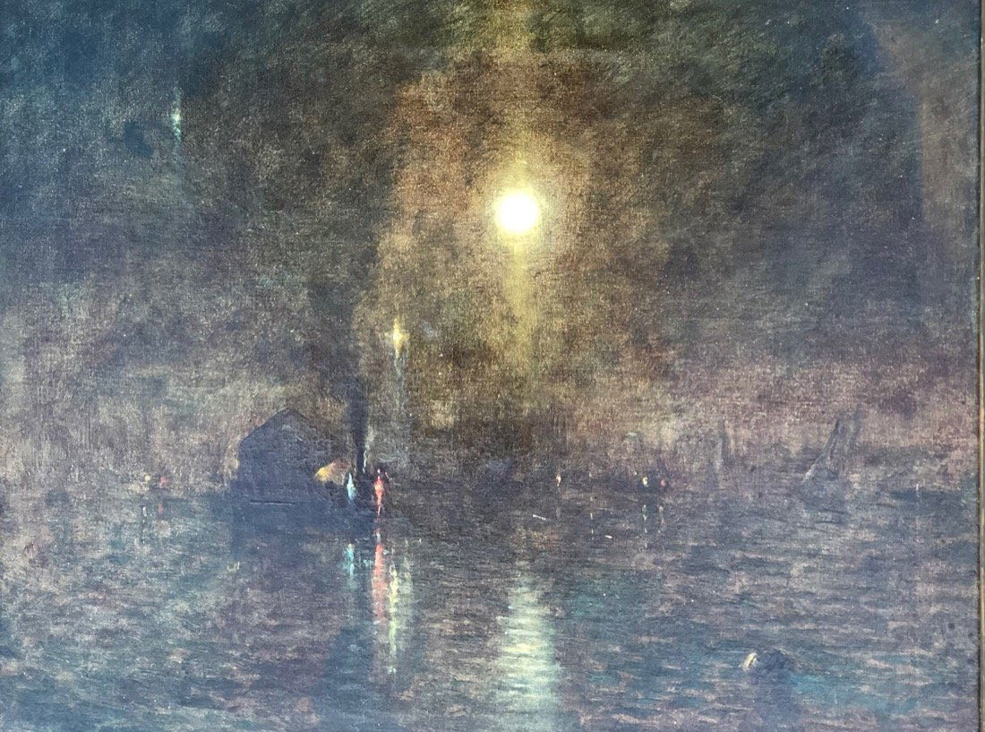 Whistler-inspired "Moonrise on the Bay" by George W. Whitaker (1811-1882) (1 of 2)