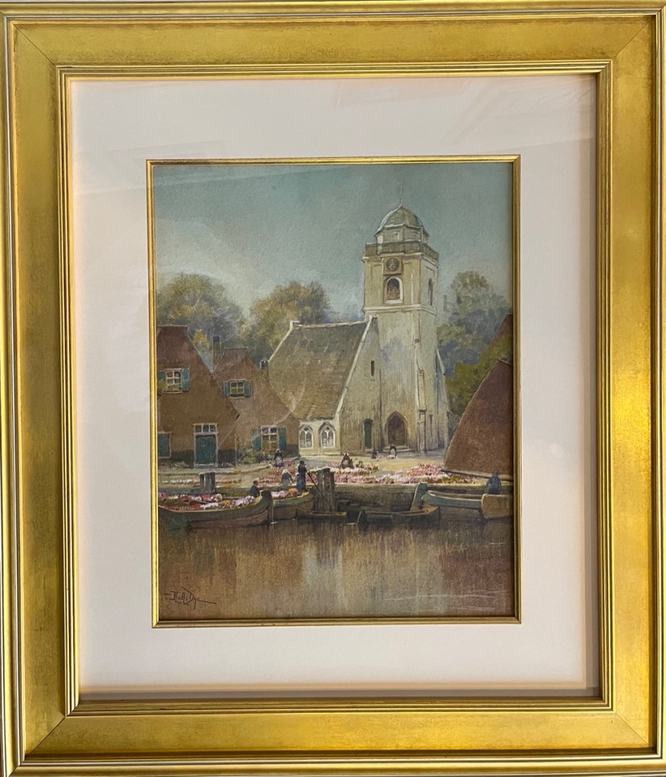 H. Anthony Dyer (1872-1943) watercolor "Tulip Transportation, Southern Holland" (1 of 4)