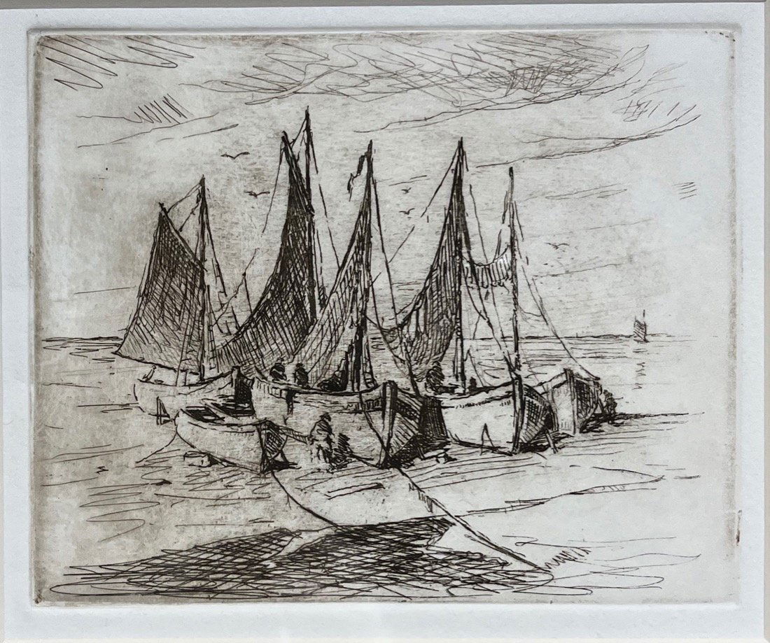 Antonio Cirino, Rockport marine etching (1 of 2)