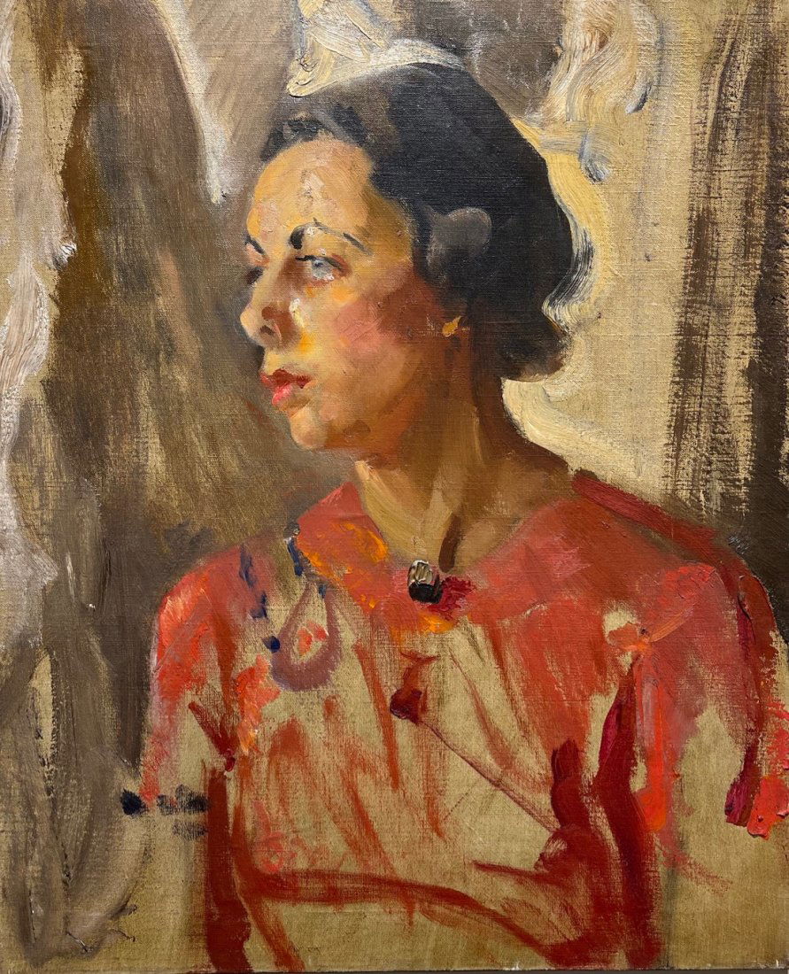 "Woman in Red", there is John Singer Sargent and then there is John Frazier.: John Robinson Frazier (American, 1889-1966). Oil on canvas. Dimensions: 24" x 20". â€œWoman in Red” was a demonstration for a portrait painting class John Frazier taught at RISD. What an exc
