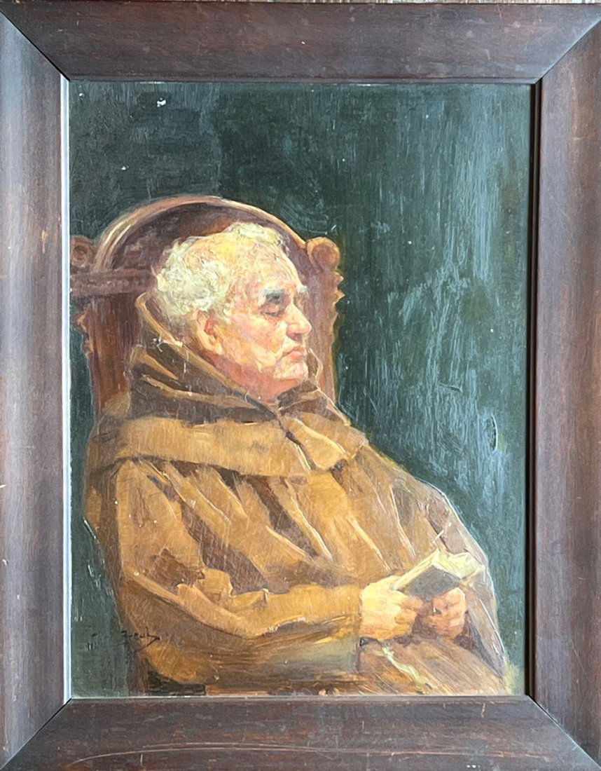 Providence School artist Hugo Breul "Monk at Prayer" (1 of 4)