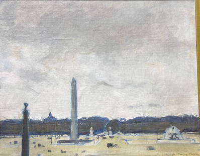 AMERICAN ARTIST Russell Cheney PARIS 1914: Russell Cheney (1881-1945). "Place de la Concorde, Paris", 1914. Oil on artist board. Signed & inscribed "Paris '14", lower right. Dimensions: 13" x 16"; framed: 15 1/2" x 18 1/2". Condition: Good. Th