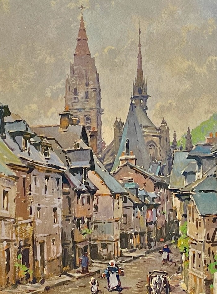 French Medieval Street Scene by Virtuoso Watercolorist HA Dyer (1 of 3)