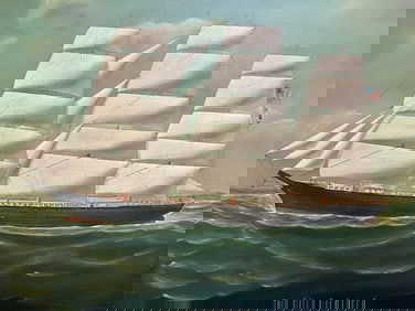 1880's Ship Portrait by French artist V.C.E.Adam
