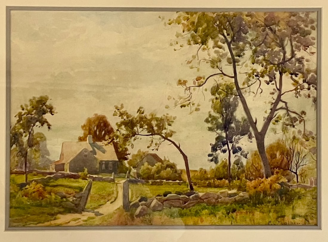 Hale House- A Bit of South County at Matunuck: Artist: Frank Convers Mathewson (American, 1861-1941). Title: A Bit of South County- Edward Everett Hale House, Matunuck, RI. Watercolor on paper. Signed lower right. Title on label verso. Dimensions: