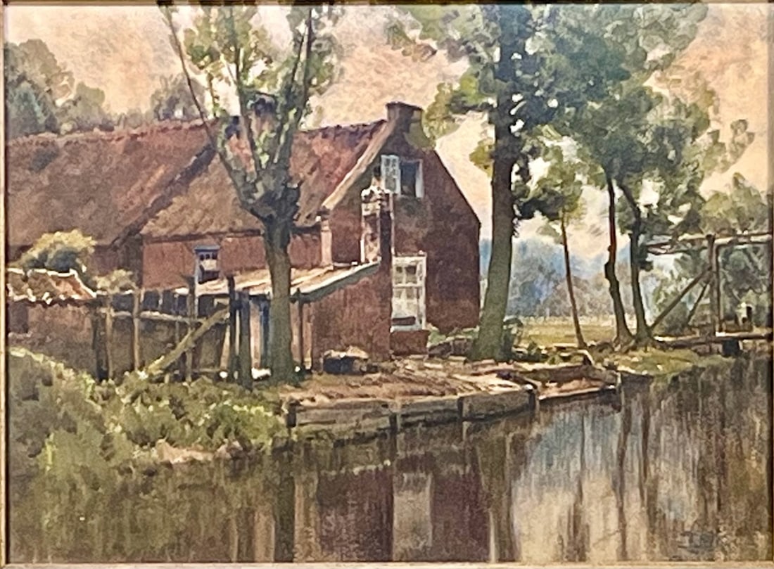 Providence School artist H. Anthony Dyer, Red Barn: Artist: H. Anthony Dyer (1872-1943). Title: Red Barn. Medium: gouache on board. Signed lower right. Dimensions: 11" x 15". Framed under glass: 16" x 20". Providence artist H. Anthony Dyer was an