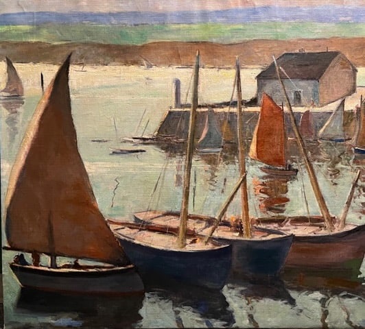 Sailboats in the Harbor. American School. (1 of 4)