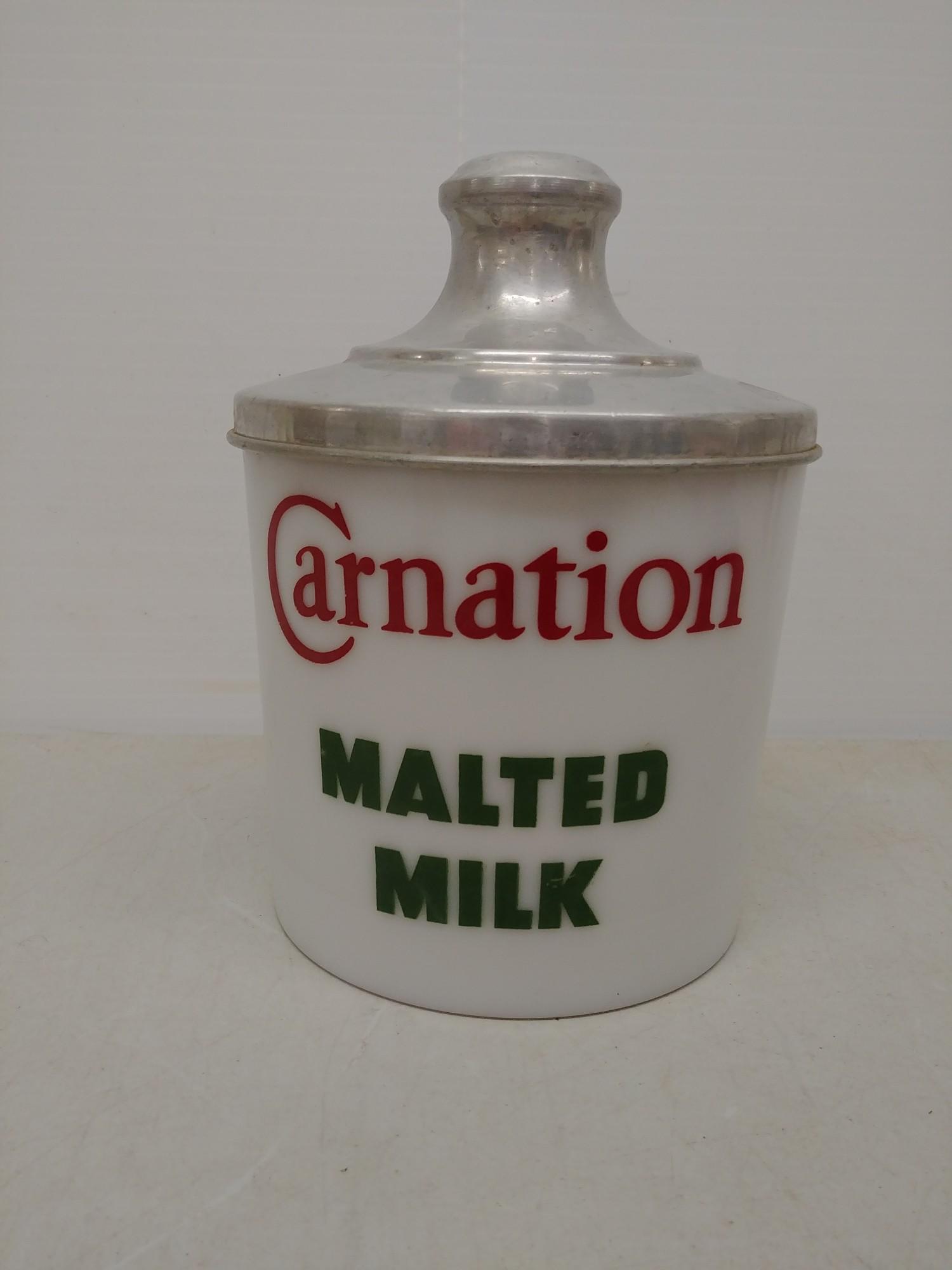 Carnations Malted Milk Milkglass Canister1716 (1 of 7)