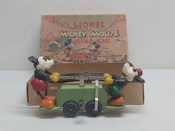 Lionel Mickey Mouse Hand Car Wind-Up Toy Set