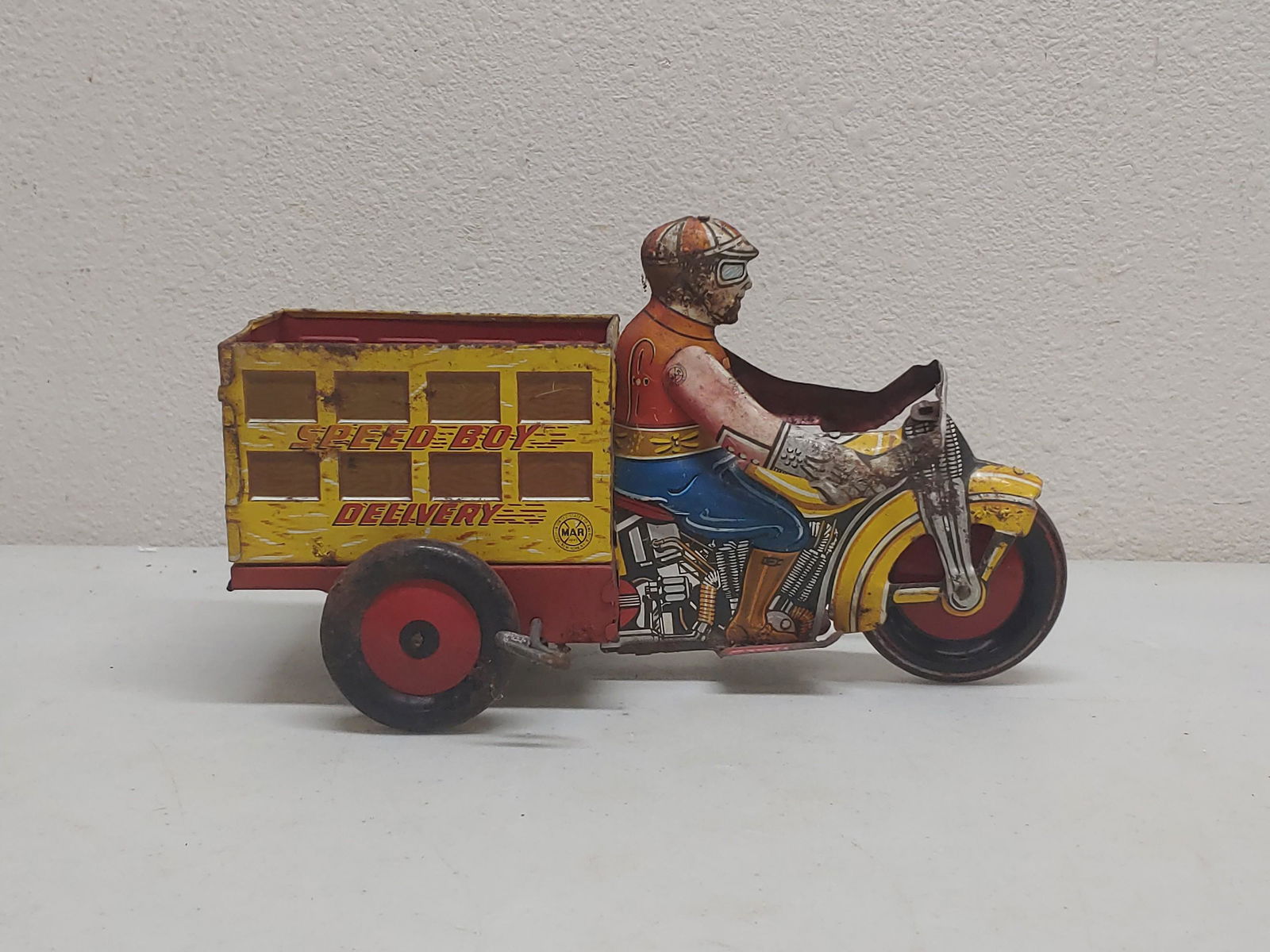 Marx Speed Boy Delivery Wind-Up Tin Toy: Approx 10 in Work slow may need minor adjustments