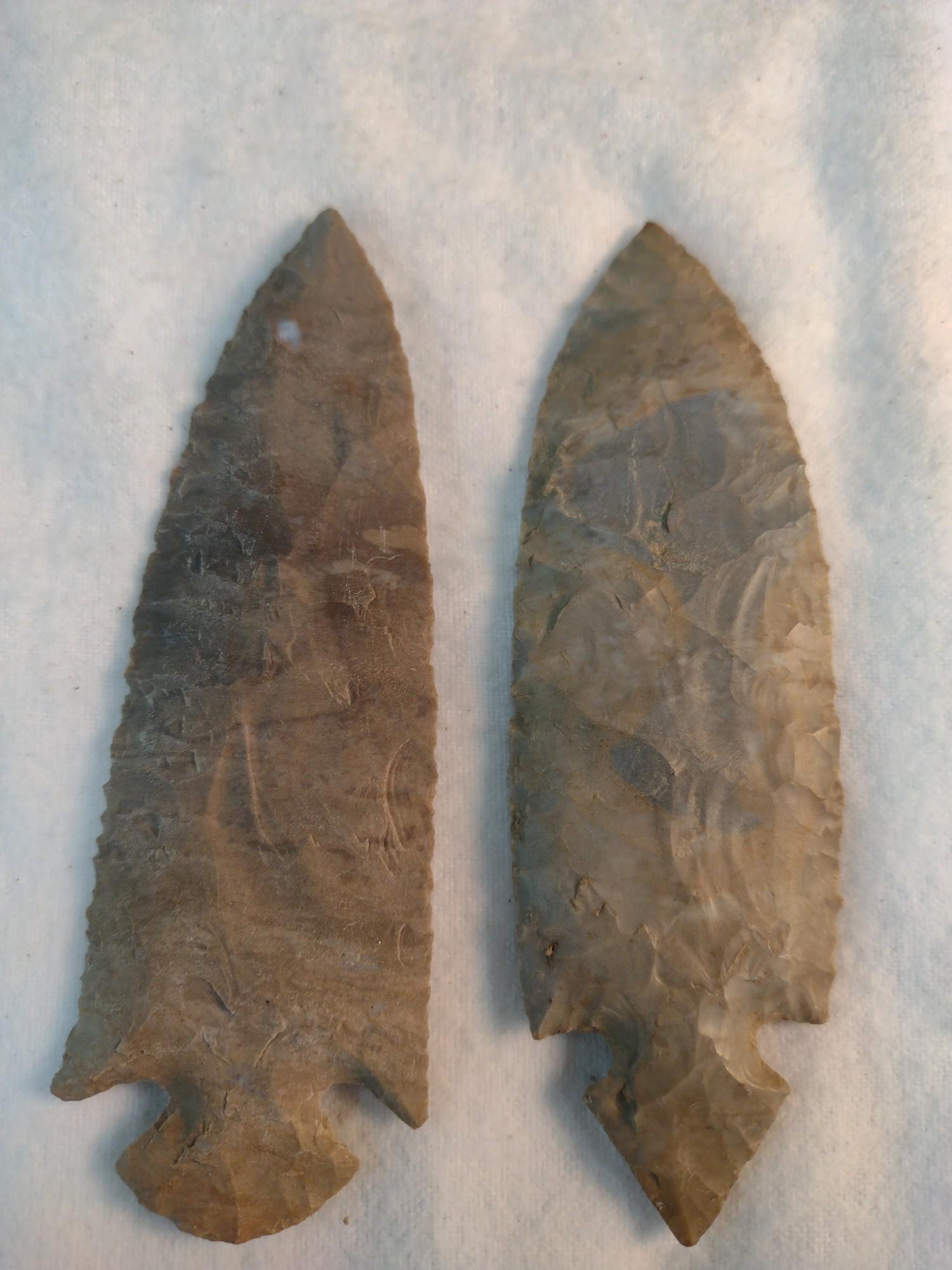Spear Tips, 5" Long: Cannot guarantee authenticity of artifact, comes from a long-time collector's estate out of Princeton, Wisconsin.
