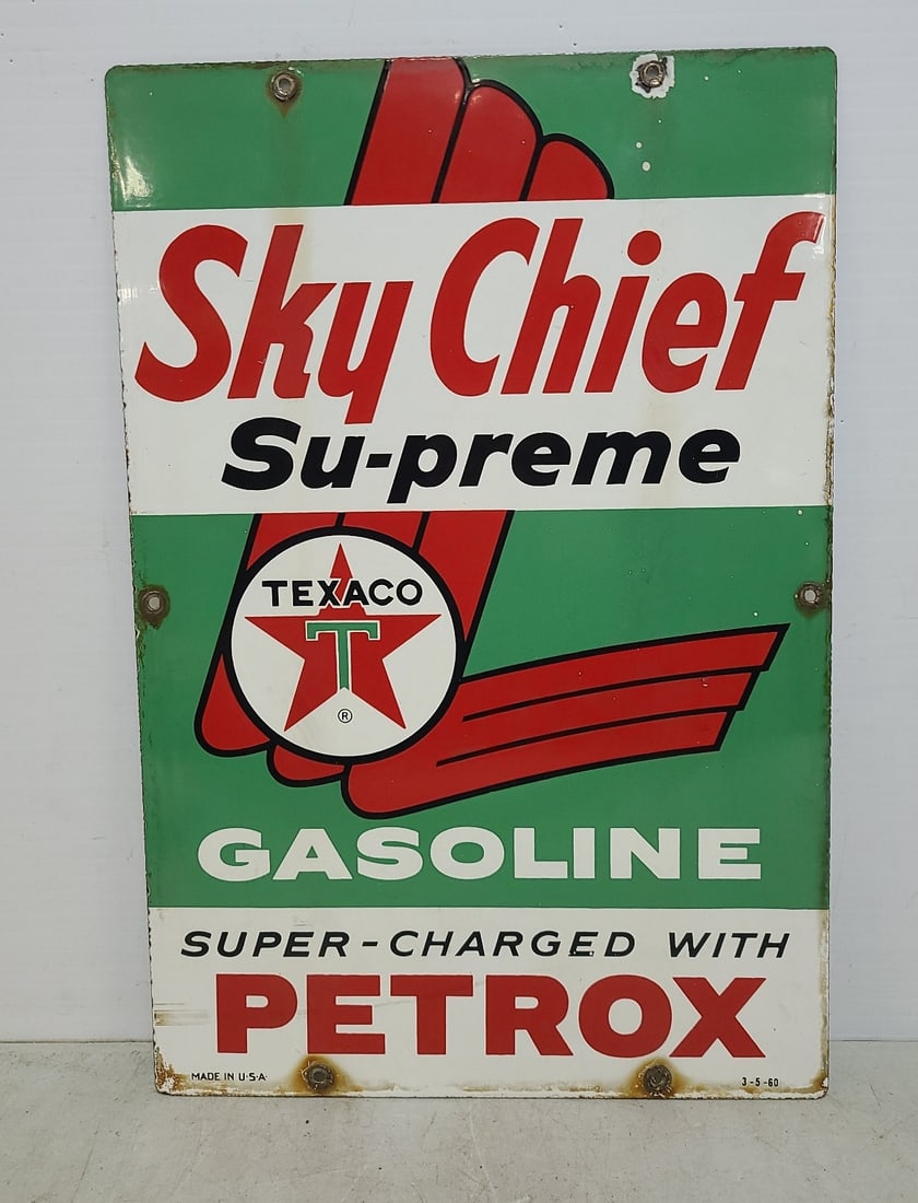 Texaco Sky Chief Pump Plate Sign (1 of 6)