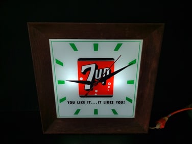 API 7Up Lighted Advertising Clock