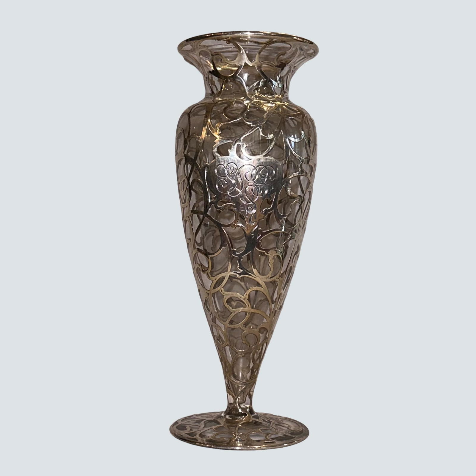 Sterling Silver Overlay Vase 10” Tall Signed (1 of 4)